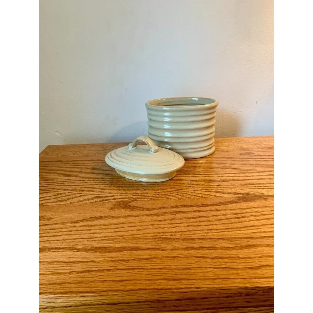 Pier One Terracotta VTG Candle Holder Canister Clay container coil Dish Vanilla